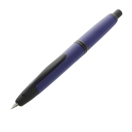 Pilot Capless Black Accent Fountain Pen Matte Blue Barrel Stub Nib