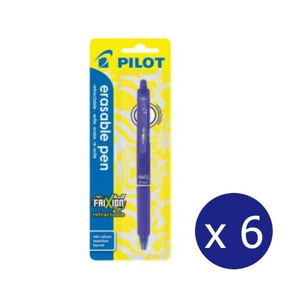 Pilot FriXion Clicker Erasable Retractable Gel Pen Fine Blue Pack of 6