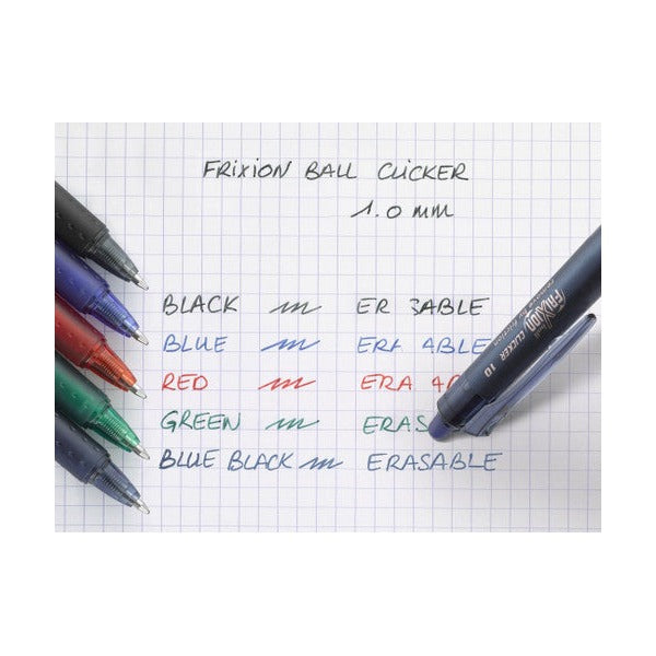 Pilot FriXion Clicker Erasable Retractable Gel Pen Medium Black Box of 12