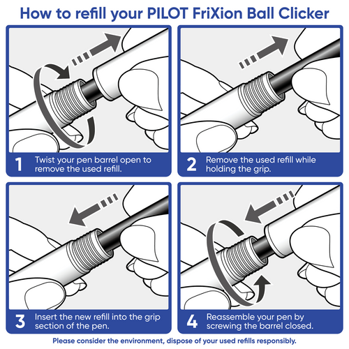 Pilot FriXion Clicker Limited Edition Erasable Gel Pen 0.5mm Light Blue Barrel Box of 10