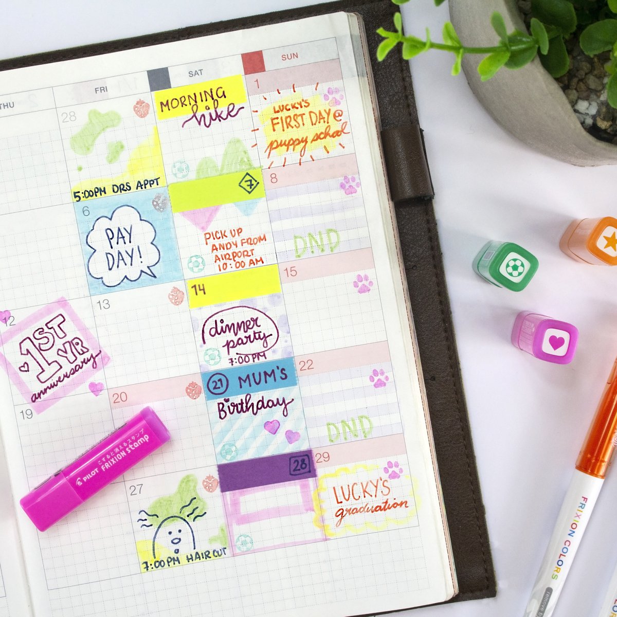 PILOT FriXion Erasable Stamp Smile Pink Box of 5