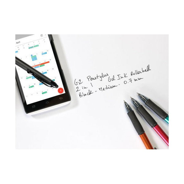 Pilot G-2 Penstylus Gel Pen 0.7mm Gold Barrel Black Ink Box of 12