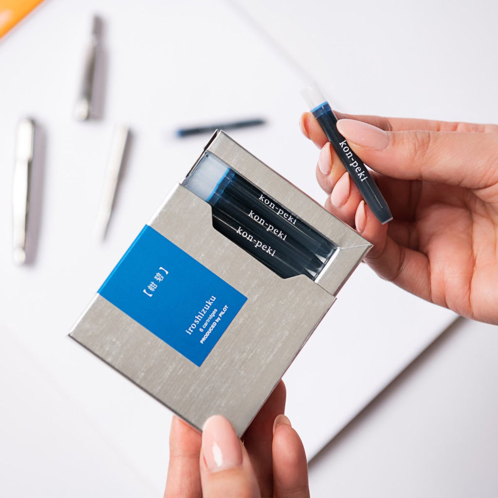Pilot Iroshizuku Fountain Pen Ink Cartridge Deep Cerulean Blue (Kon-peki) Pack 6