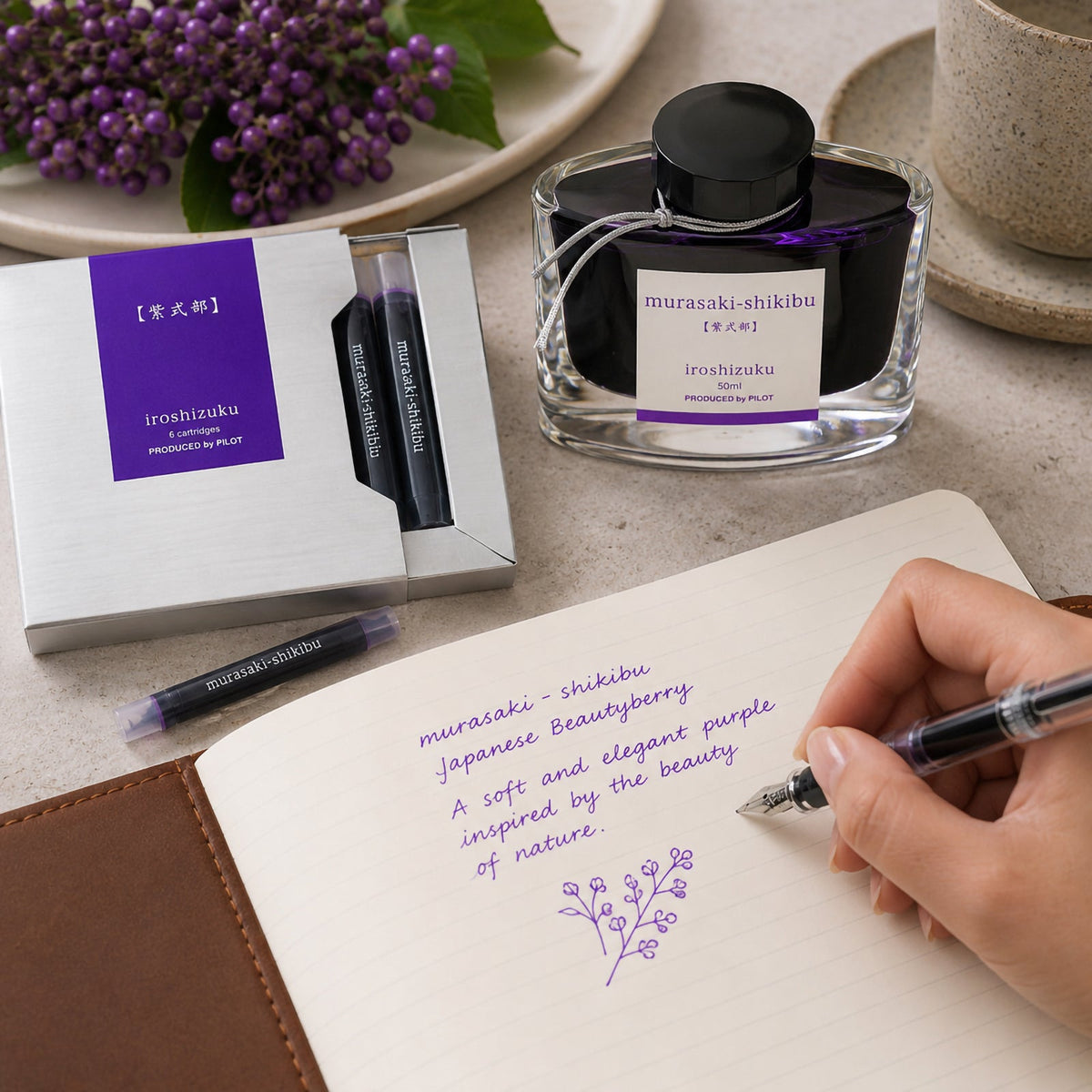 Pilot Iroshizuku Fountain Pen Ink Cartridge Japanese Beautyberry (Murasaki-shikibu) Pack 6
