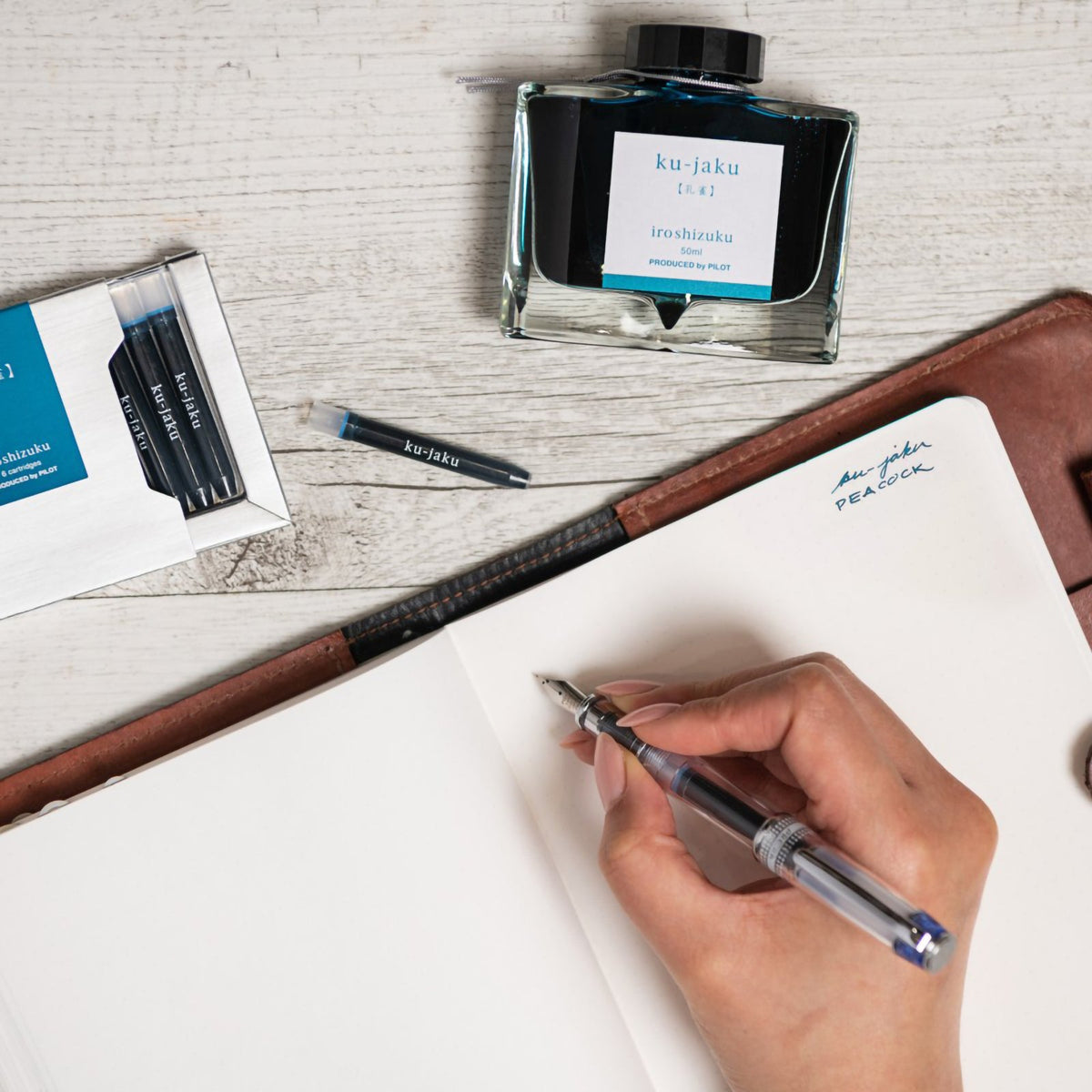 Pilot Iroshizuku Fountain Pen Ink Cartridge Peacock (Ku-jaku) Pack 6