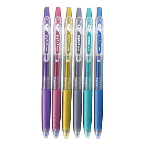Pilot Poplol Retractable Gel Pen 0.7mm Pastel and Metallic Assorted Display 24