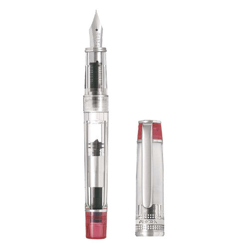 Pilot Prera Transparent Fountain Pen Red Barrel Fine Nib