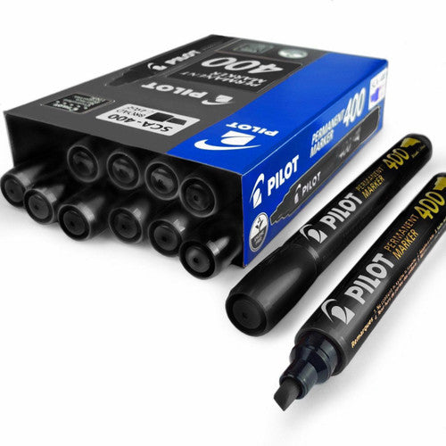 Pilot SCA-400 Permanent Marker Chisel Broad Black Box of 12
