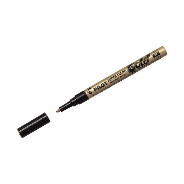 Pilot Super Colour Permanent Metallic Marker Bullet Fine Gold Box of 12
