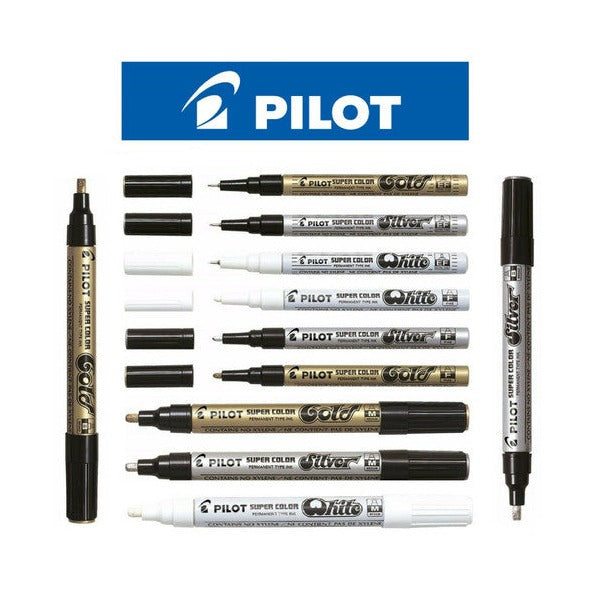 Pilot Super Colour Permanent Metallic Marker Bullet Fine Silver Box of 12