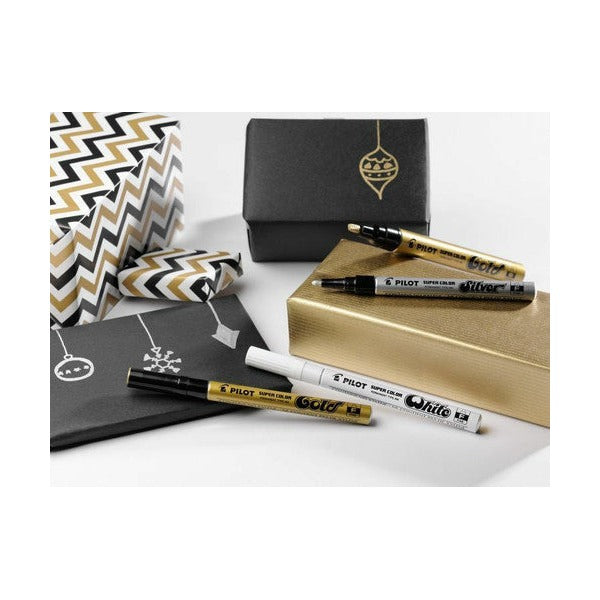 Pilot Super Colour Permanent Metallic Marker Bullet Medium Silver Box of 12