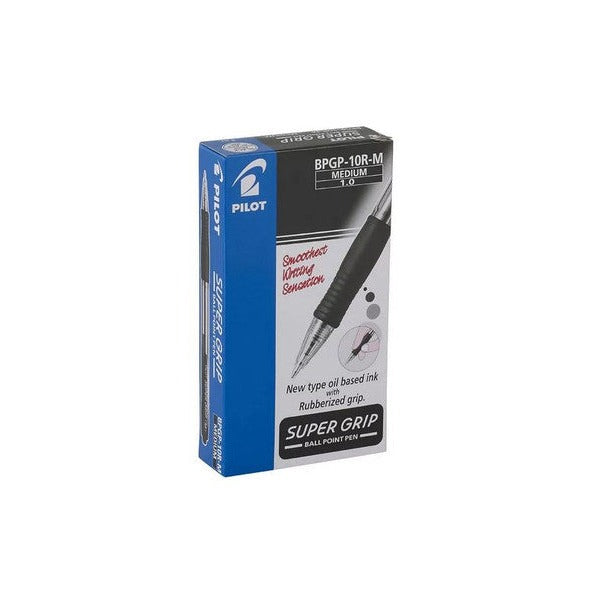 Pilot Super Grip Retractable Ballpoint Pen Medium Black Box of 12