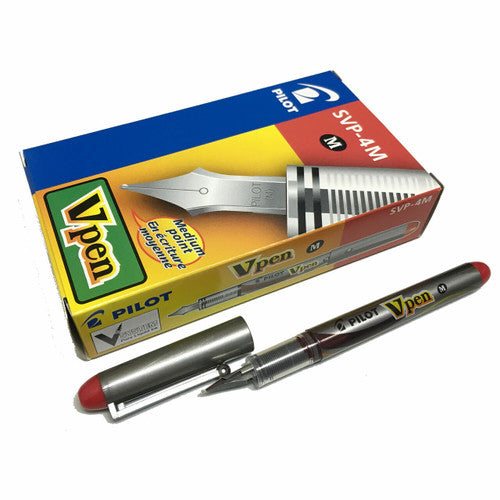 Pilot Vpen Disposable Fountain Pen Red Medium Nib Box of 12