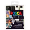 Posca PC-8K Paint Marker Pen Chisel Bold Black and White Wallet of 4