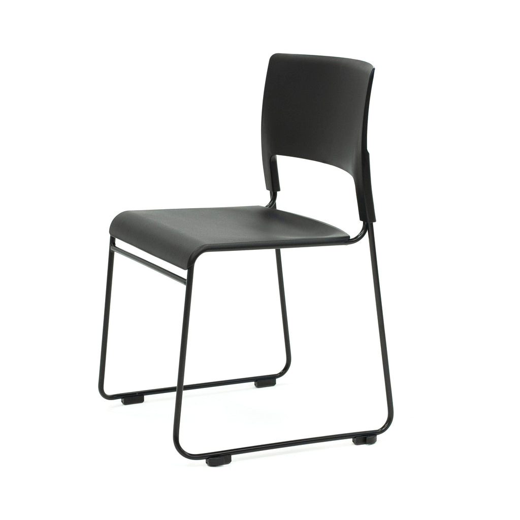 Apollo Sled Base Stacking Chair Black With Upholstered Seat Pad
