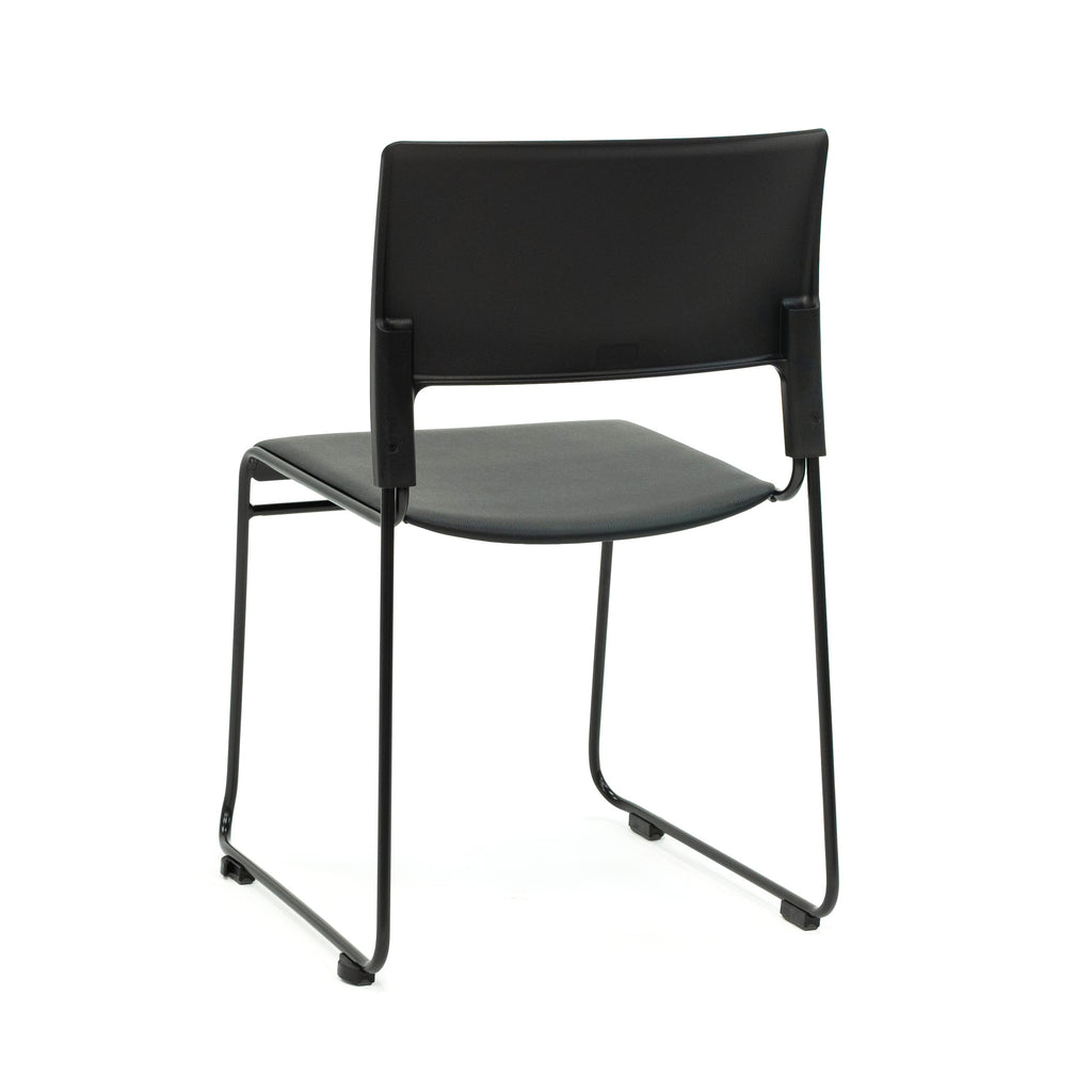 Apollo Sled Base Stacking Chair Black With Upholstered Seat Pad