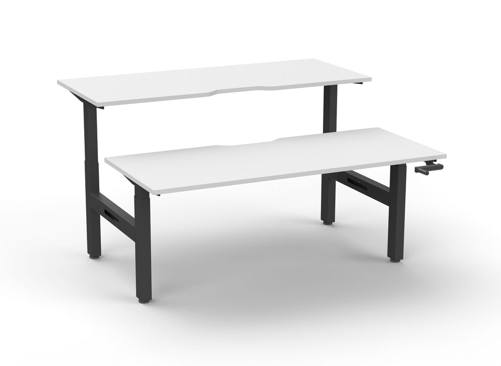 Rapidline Boost Crank Back to Back Workstation 1200 x 750mm Natural White / Black Satin