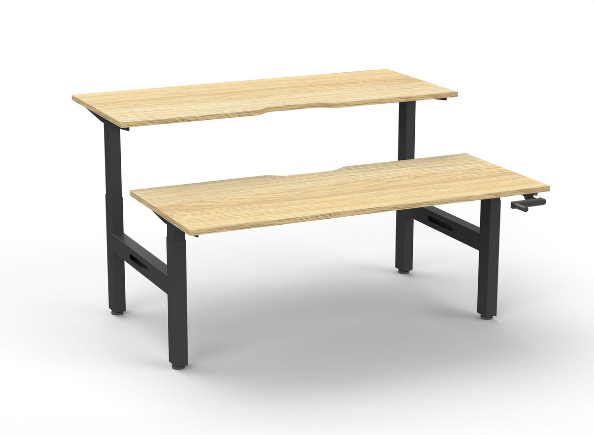 Rapidline Boost Crank Back to Back Workstation 1500 x 750mm Natural Oak / Black Satin