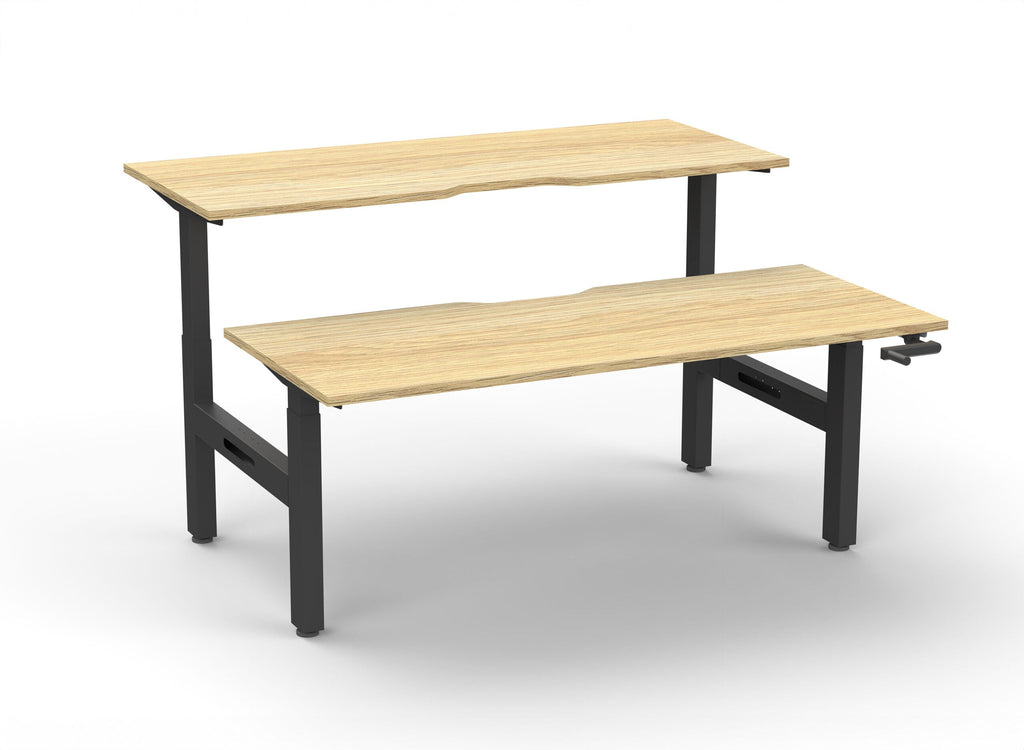 Rapidline Boost Crank Back to Back Workstation 1800 x 750mm Natural Oak / Black Satin