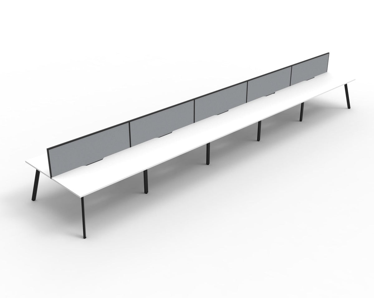 Rapidline Eternity Back to Back 10 Person Workstation 1500 x 750mm Natural White / Black Satin
