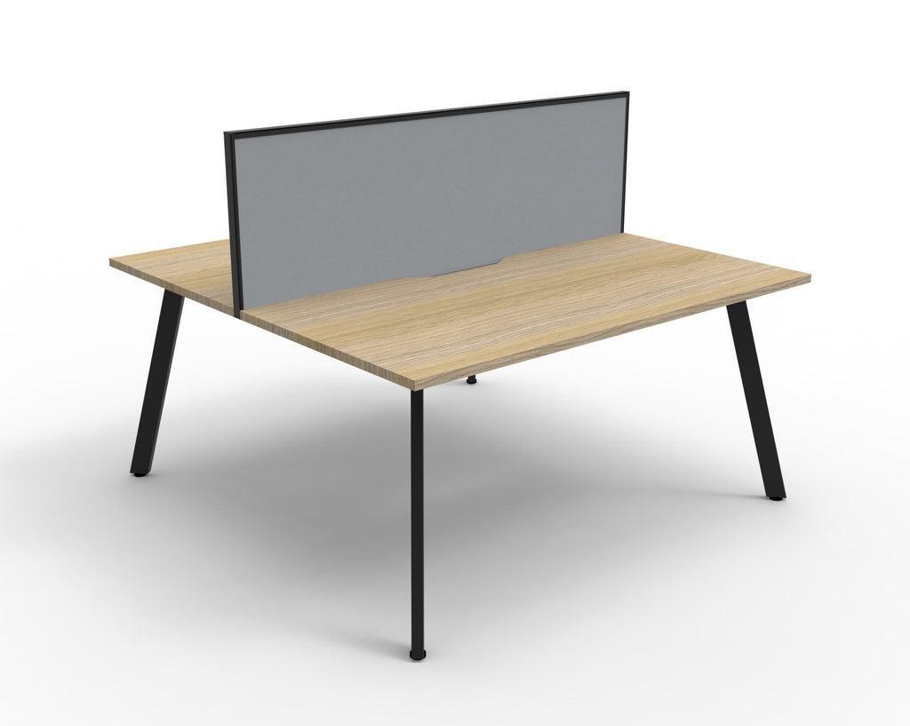 Rapidline Eternity Back to Back 6 Person Workstation 1500 x 750mm with Screen Natural Oak / White Satin