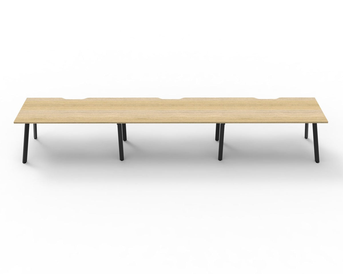 Rapidline Eternity Single Sided 3 Person Workstation 1200 x 750mm with Screen Natural Oak / Black Satin