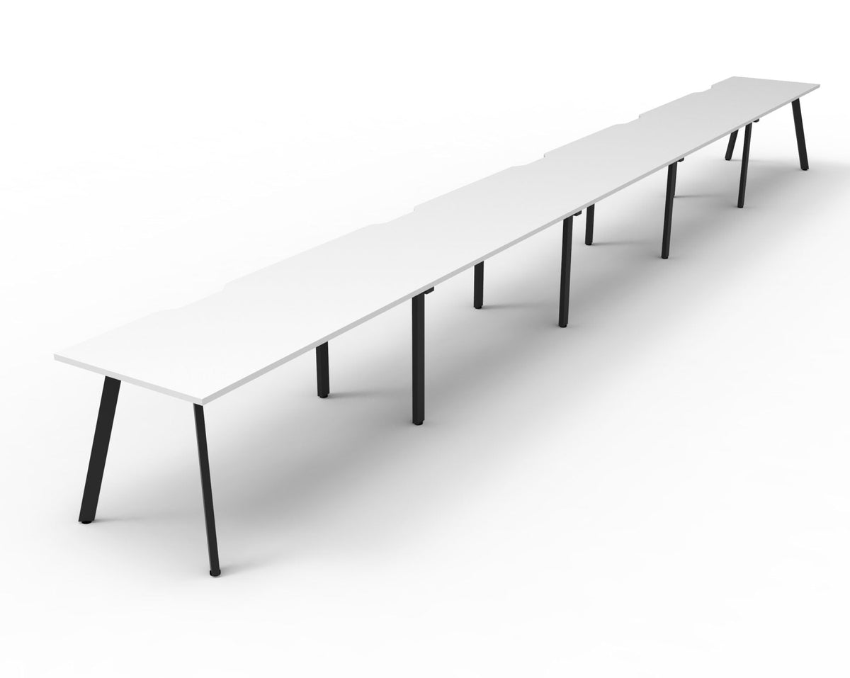 Rapidline Eternity Single Sided 4 Person Workstation 1800 x 750mm Natural White / Black Satin