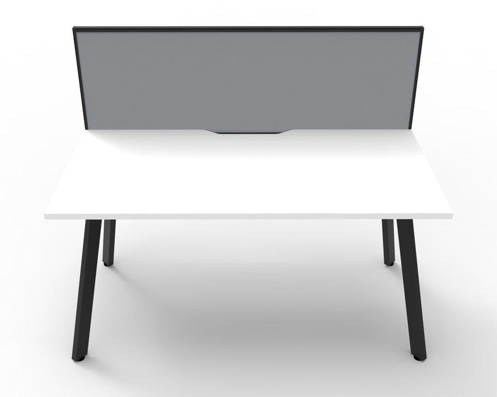 Rapidline Eternity Single Sided Workstation 1500 x 750mm with Screen Natural White / Black Satin