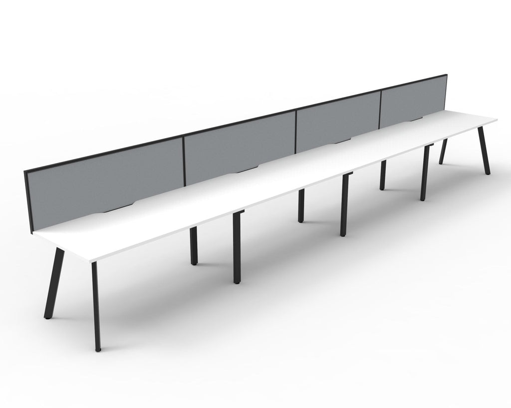 Rapidline Eternity Single Sided 4 Person Workstation 1800 x 750mm Natural White / Black Satin