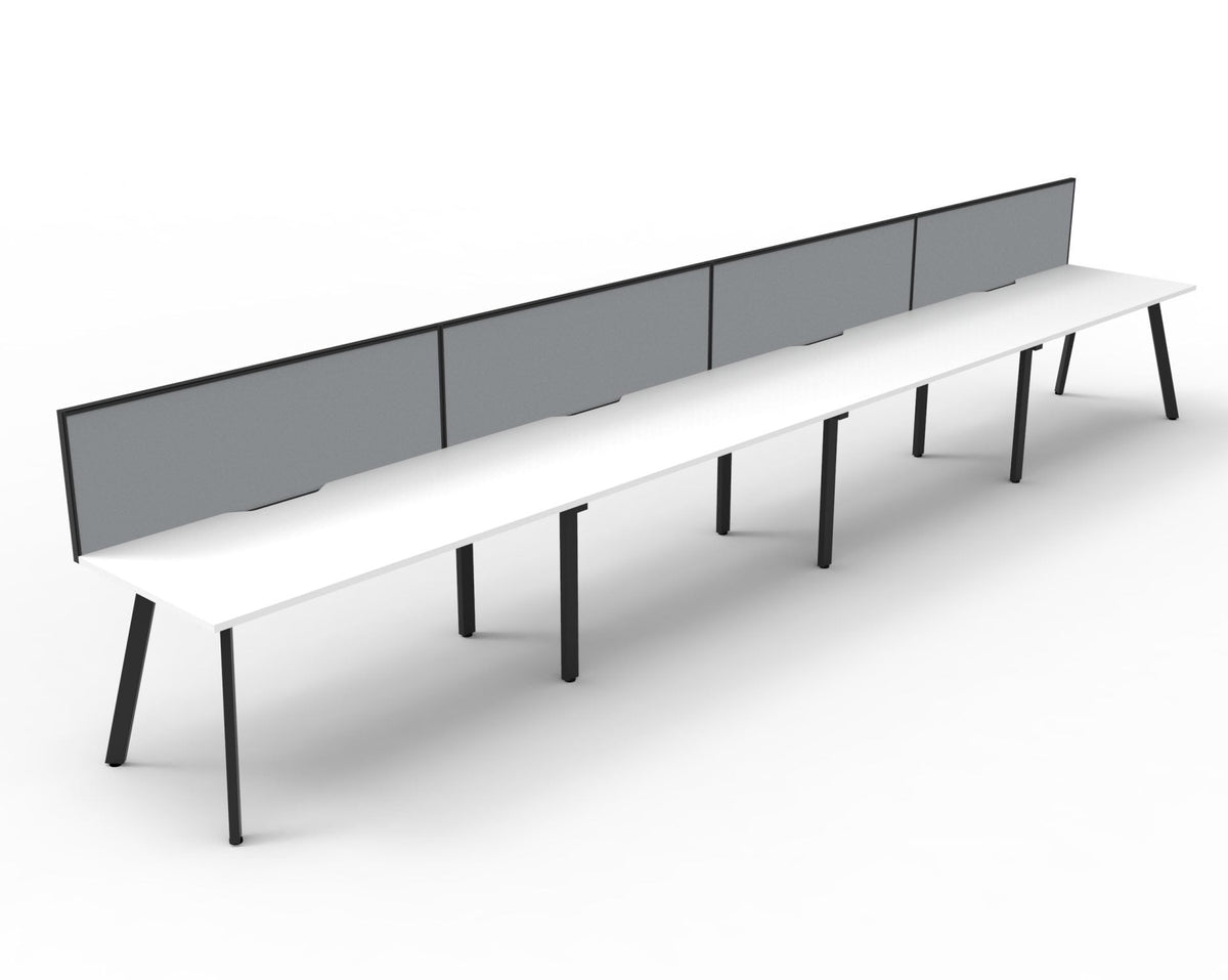 Rapidline Eternity Single Sided 4 Person Workstation 1500 x 750mm Natural White / Black Satin