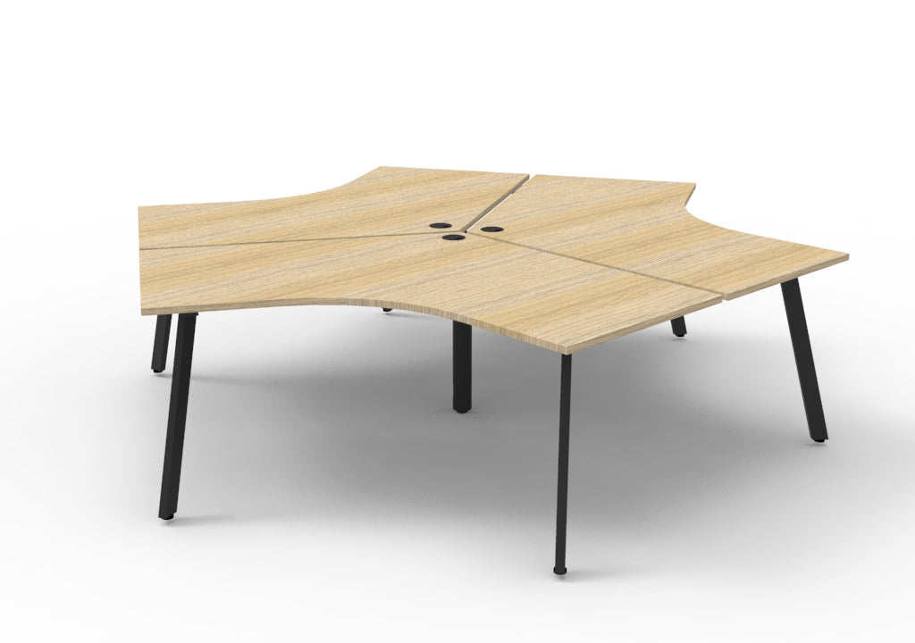 Rapidline Deluxe Infinity 3 Person 120 Degree Workstation Eternity Leg without Screen Natural Oak / White