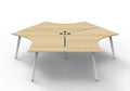 Rapidline Deluxe Infinity 3 Person 120 Degree Workstation Eternity Leg without Screen Natural Oak / White