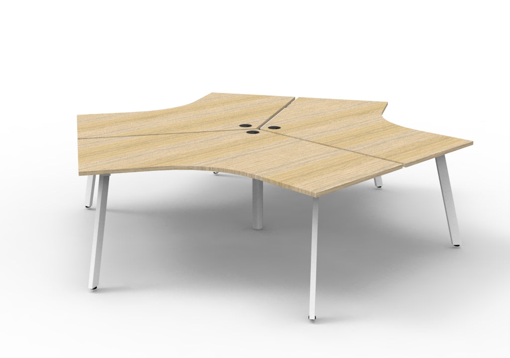 Rapidline Deluxe Infinity 3 Person 120 Degree Workstation Eternity Leg without Screen Natural White / Black