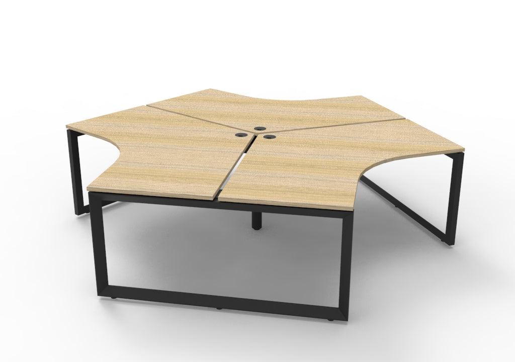 Rapidline Deluxe Infinity 3 Person 120 Degree Workstation Loop Leg with Screen Natural Oak / Black