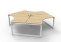 Rapidline Deluxe Infinity 3 Person 120 Degree Workstation Loop Leg with Screen Natural Oak / White