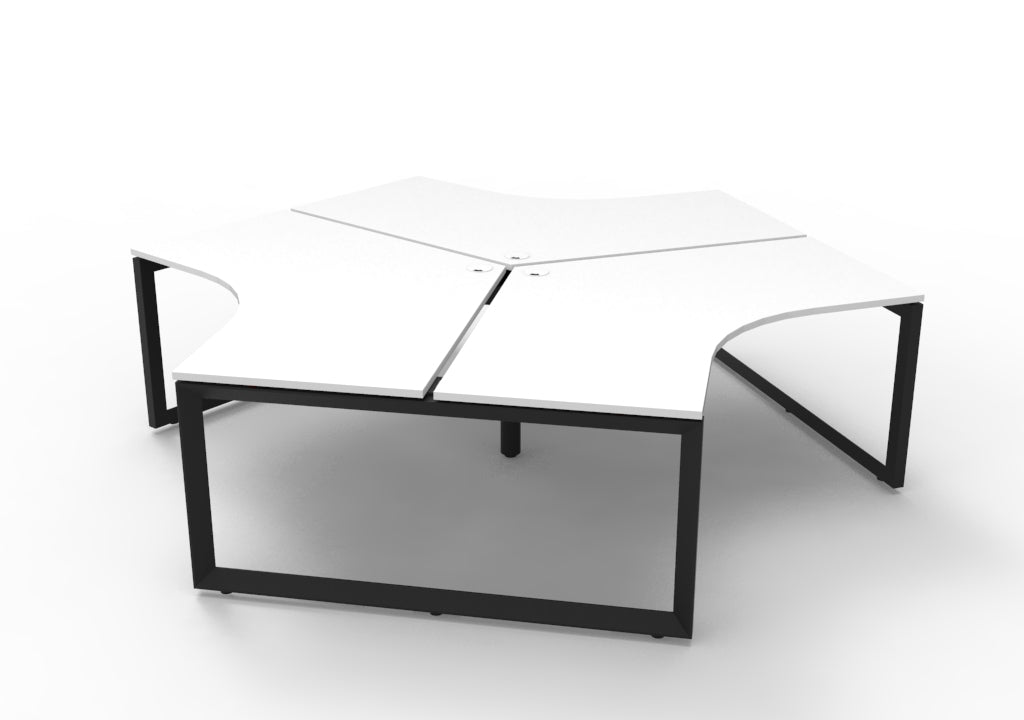 Rapidline Deluxe Infinity 3 Person 120 Degree Workstation Loop Leg with Screen Natural White / White