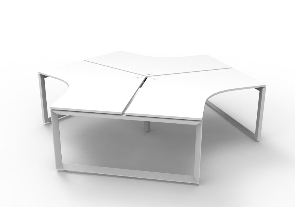 Rapidline Deluxe Infinity 3 Person 120 Degree Workstation Loop Leg without Screen Natural Oak / White