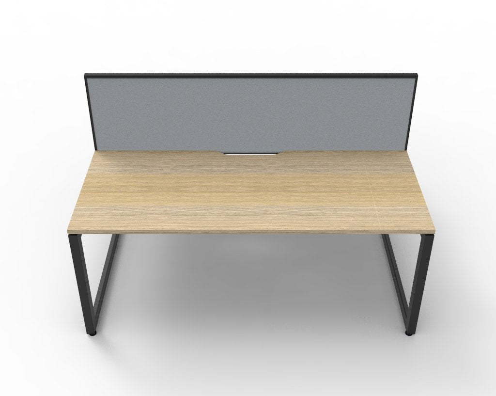 Rapidline Deluxe Infinity Back to Back 6 Person Workstation Loop Leg 1200 x 750mm with Screen Natural White / Black Satin