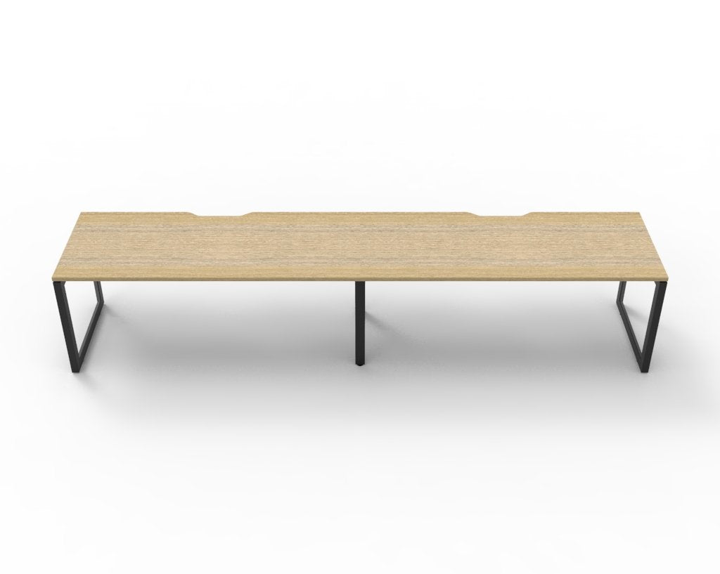 Rapidline Deluxe Infinity Single Sided 4 Person Workstation Loop Leg 1500 x 750mm Natural Oak / Black Satin