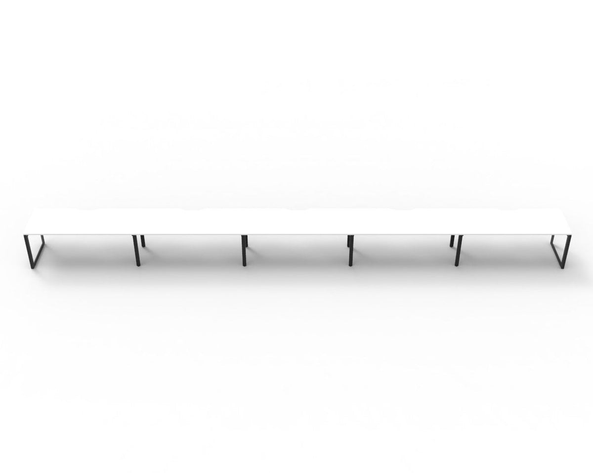 Rapidline Deluxe Infinity Single Sided 5 Person Workstation Loop Leg 1200 x 750mm with Screen Natural Oak / White Satin