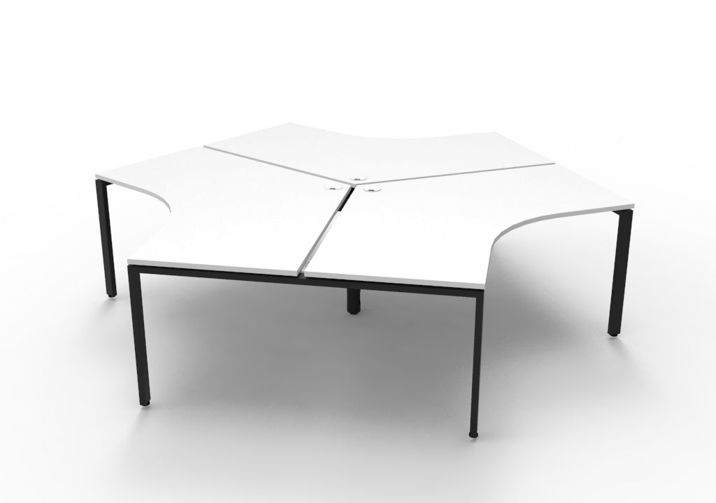 Rapidline Deluxe Infinity 3 Person 120 Degree Workstation Profile Leg without Screen Natural White / White