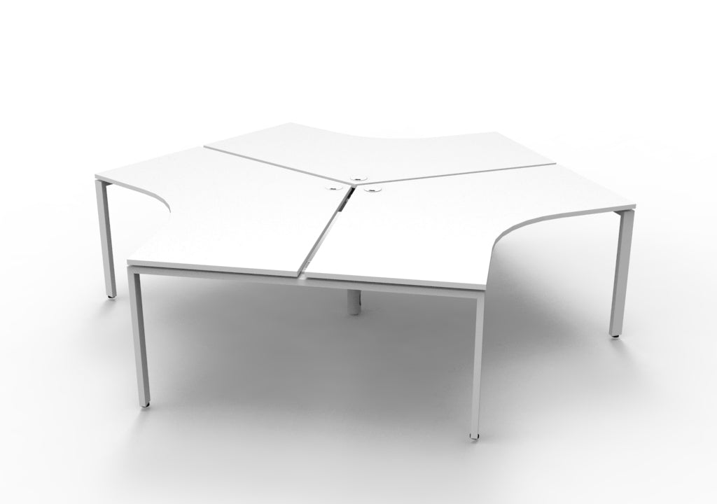 Rapidline Deluxe Infinity 3 Person 120 Degree Workstation Profile Leg with Screen Natural White / White