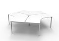 Rapidline Deluxe Infinity 3 Person 120 Degree Workstation Profile Leg with Screen Natural White / White