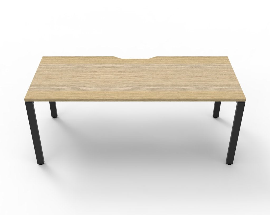 Rapidline Deluxe Infinity Single Sided 2 Person Workstation Profile Leg 1800 x 750mm Natural White / Black Satin