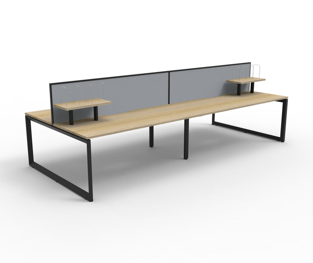 Rapidline Deluxe Infinity Back to Back 4 Person Workstation Loop Leg 1200 x 750mm with Screen Natural White / White Satin