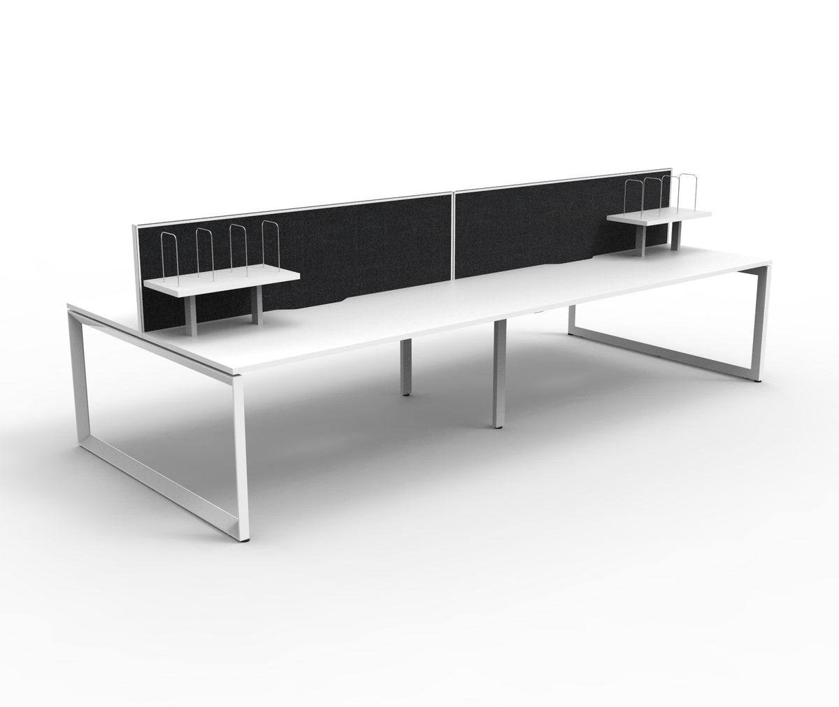 Rapidline Deluxe Infinity Back to Back 8 Person Workstation Loop Leg 1200 x 750mm with Screen Natural White / White Satin