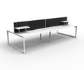 Rapidline Deluxe Infinity Back to Back 4 Person Workstation Loop Leg 1200 x 750mm with Screen Natural White / White Satin