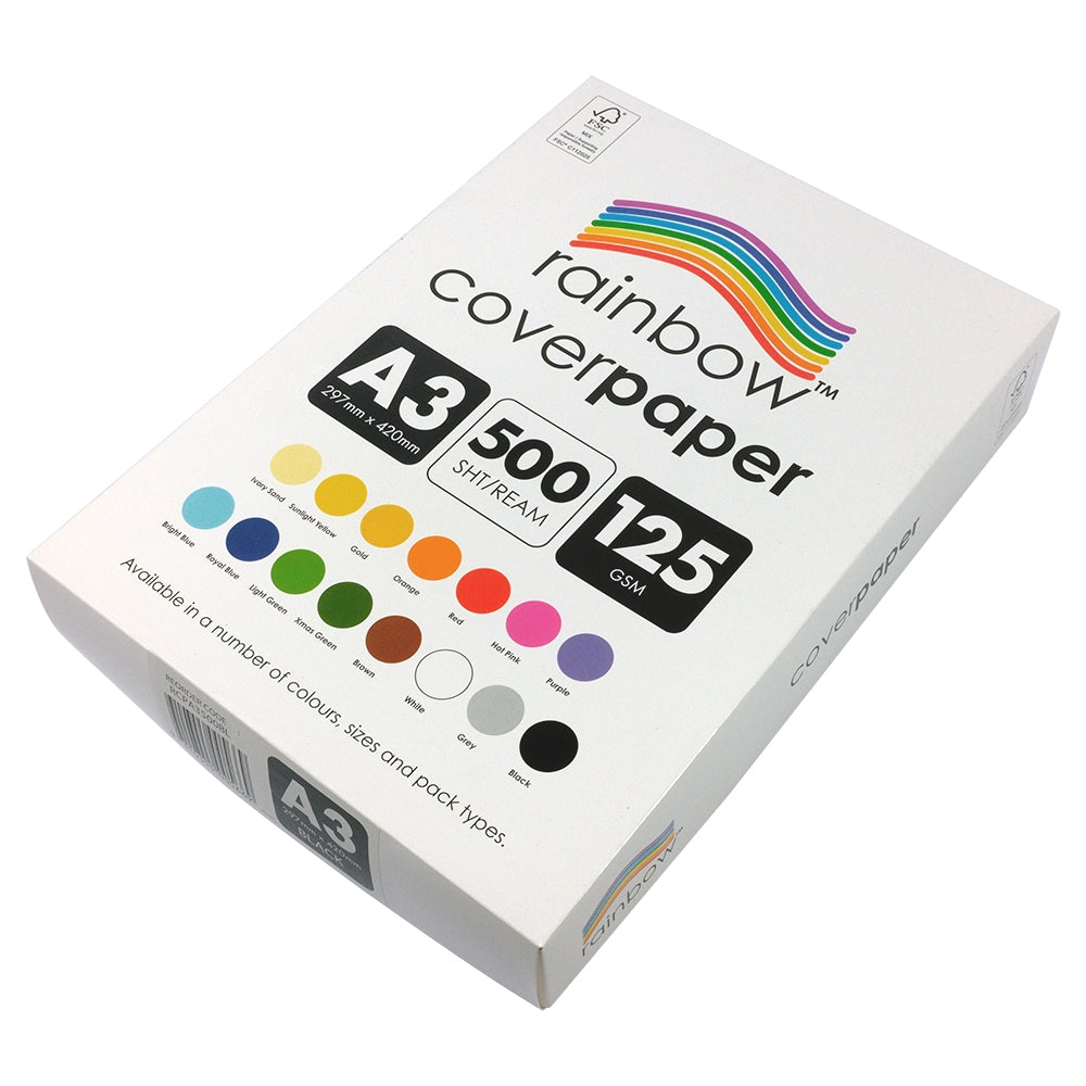 Rainbow Cover Paper A3 125gsm Black Pack of 500