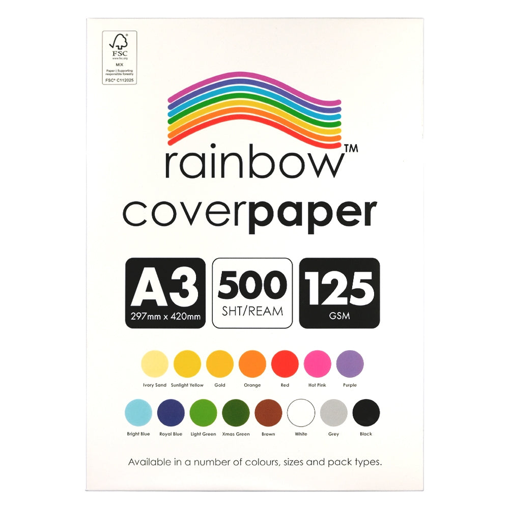 Rainbow Cover Paper A3 125gsm Black Pack of 500