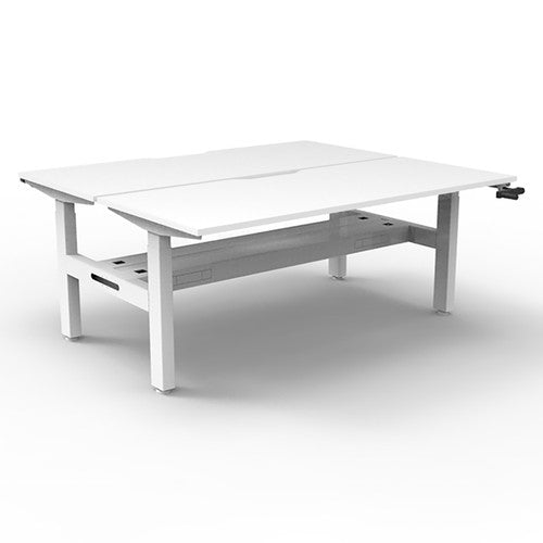 Rapidline Boost Crank Back to Back Workstation 1800 x 750mm with Cable Tray Natural White / White Satin